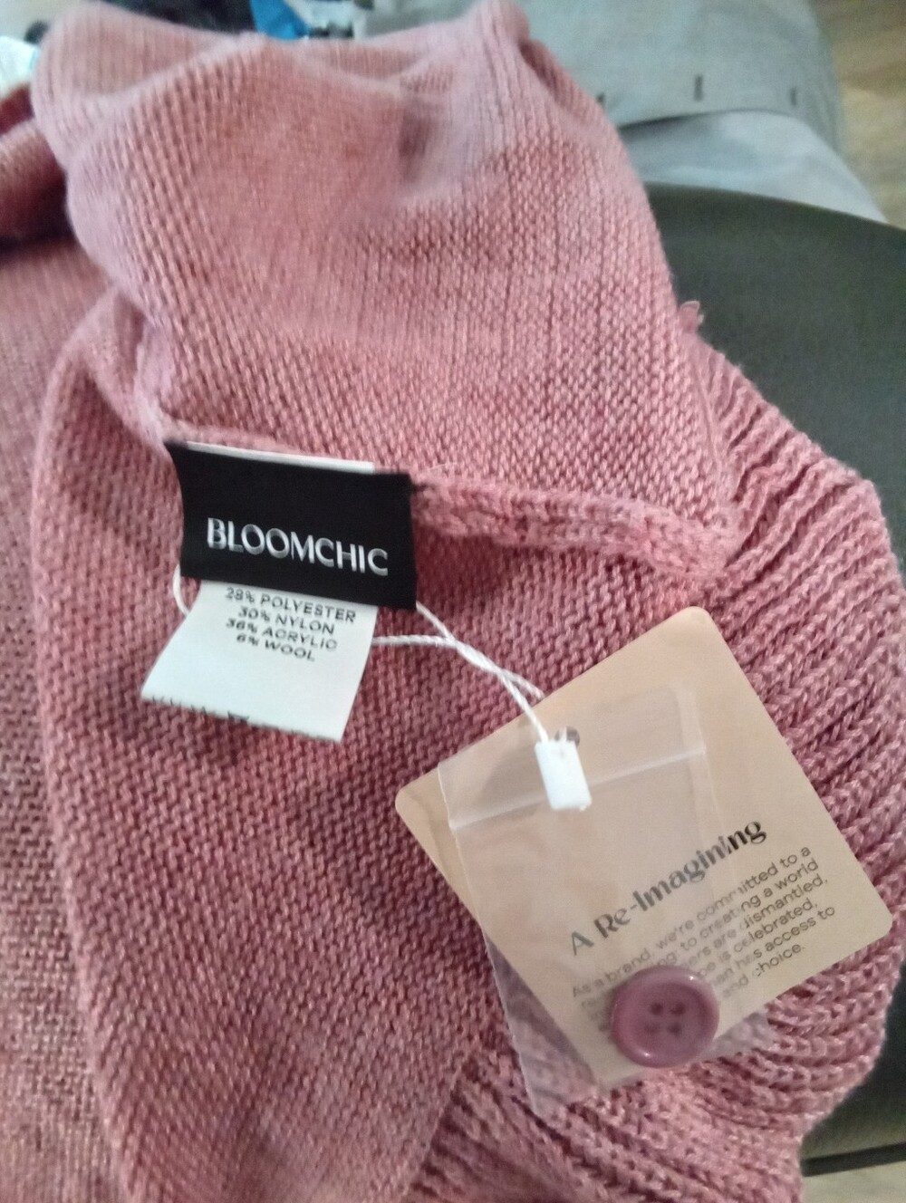 BloomChic Sz 12 NWT Pink Ruffled Rosette Knit Wool Blend Cardigan Sweater - Picture 10 of 13
